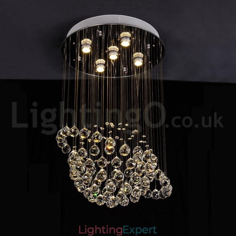 Modern Contemporary Chandelier Flush mount Pendant Fixture Crystal Rain Drop Light