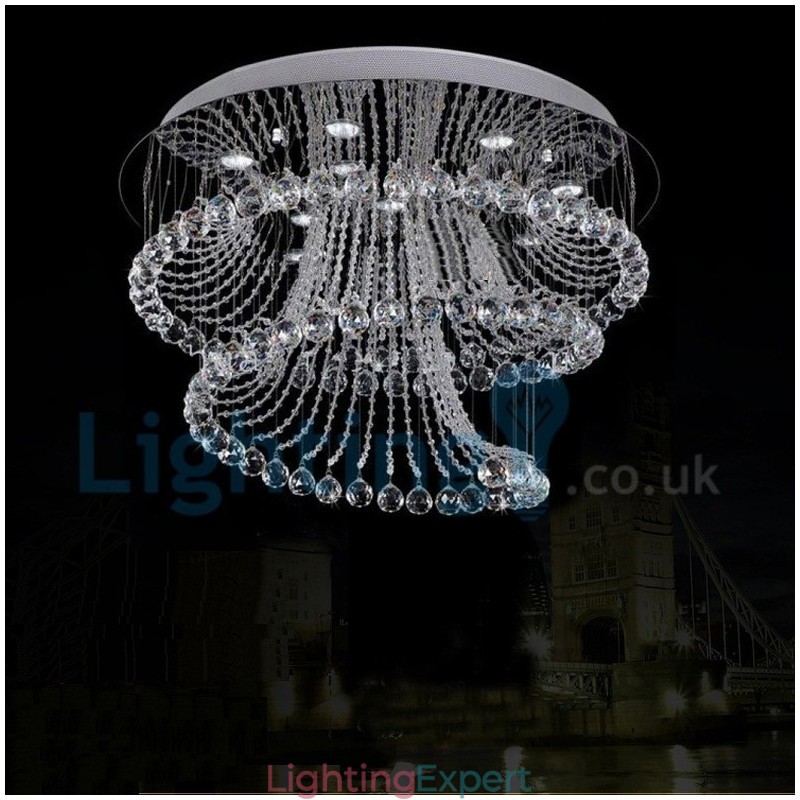 Modern Contemporary Chandelier Flush mount Pendant Fixture Crystal Rain Drop Light