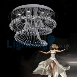 Modern Contemporary Chandelier Flush mount Pendant Fixture Crystal Rain Drop Light