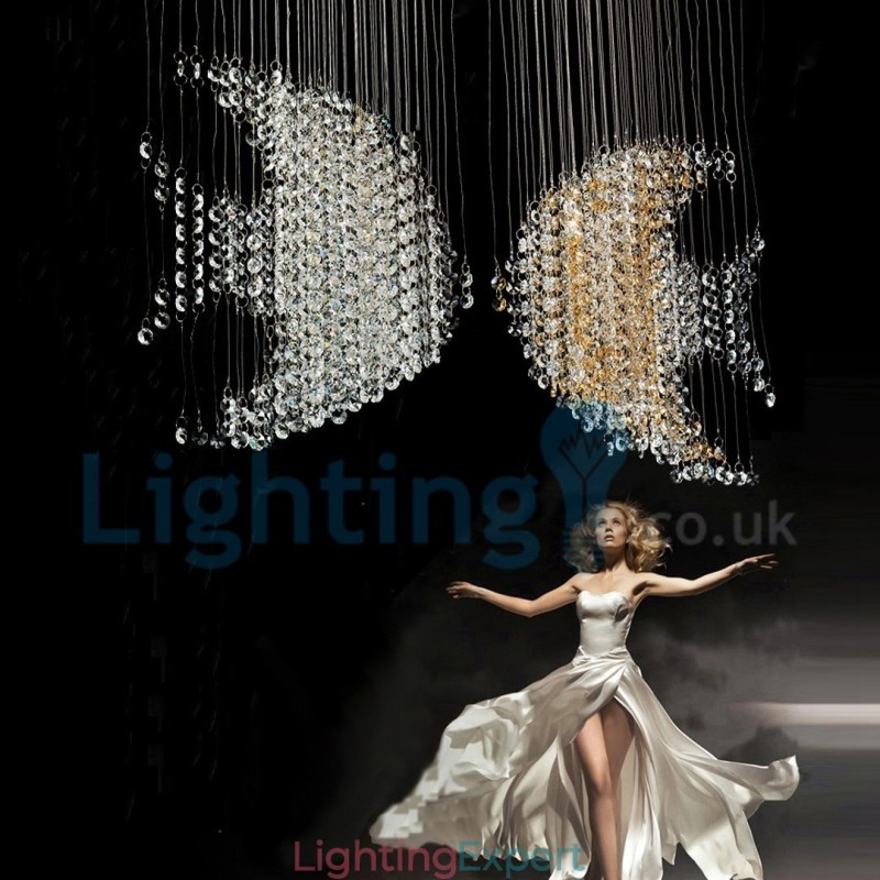Modern Contemporary Chandelier Flush mount Pendant Fixture Crystal Rain Drop Light