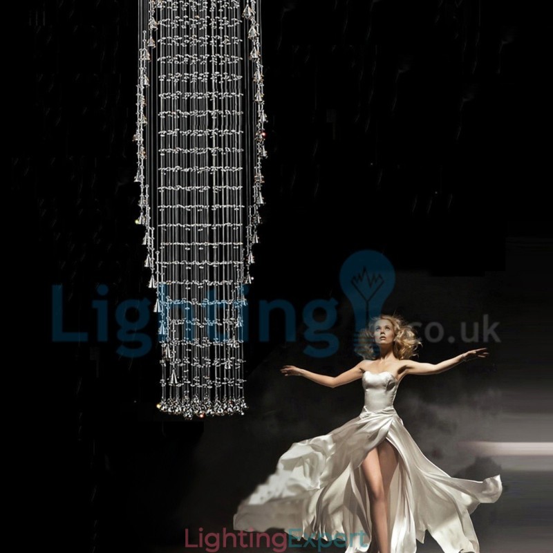 Modern Contemporary Chandelier Flush mount Pendant Fixture Crystal Rain Drop Light