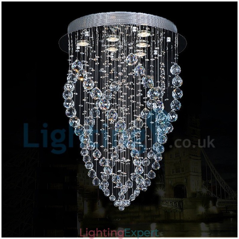 Modern Contemporary Chandelier Flush mount Pendant Fixture Crystal Rain Drop Light