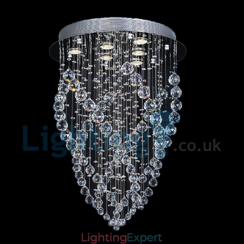 Modern Contemporary Chandelier Flush mount Pendant Fixture Crystal Rain Drop Light