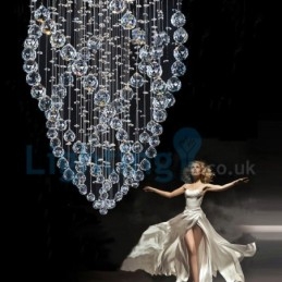 Modern Contemporary Chandelier Flush mount Pendant Fixture Crystal Rain Drop Light