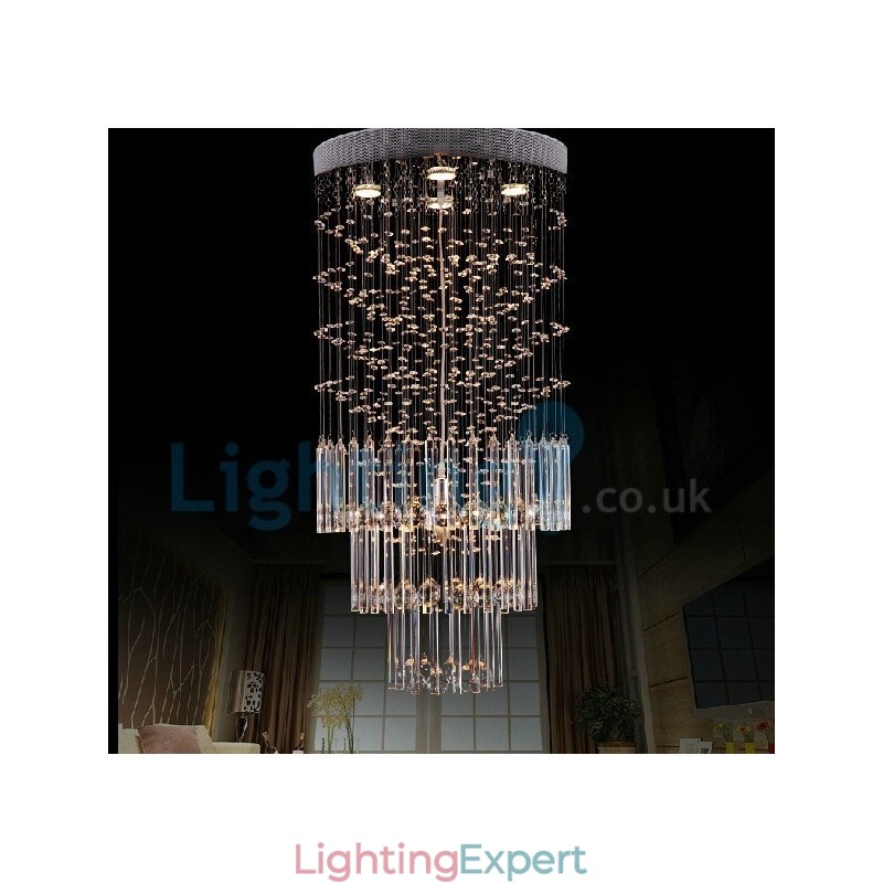 Modern Contemporary Chandelier Flush mount Pendant Fixture Crystal Rain Drop Light