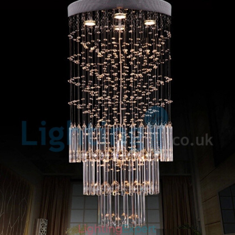 Modern Contemporary Chandelier Flush mount Pendant Fixture Crystal Rain Drop Light