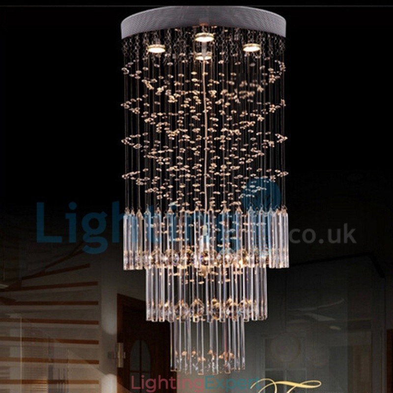 Modern Contemporary Chandelier Flush mount Pendant Fixture Crystal Rain Drop Light