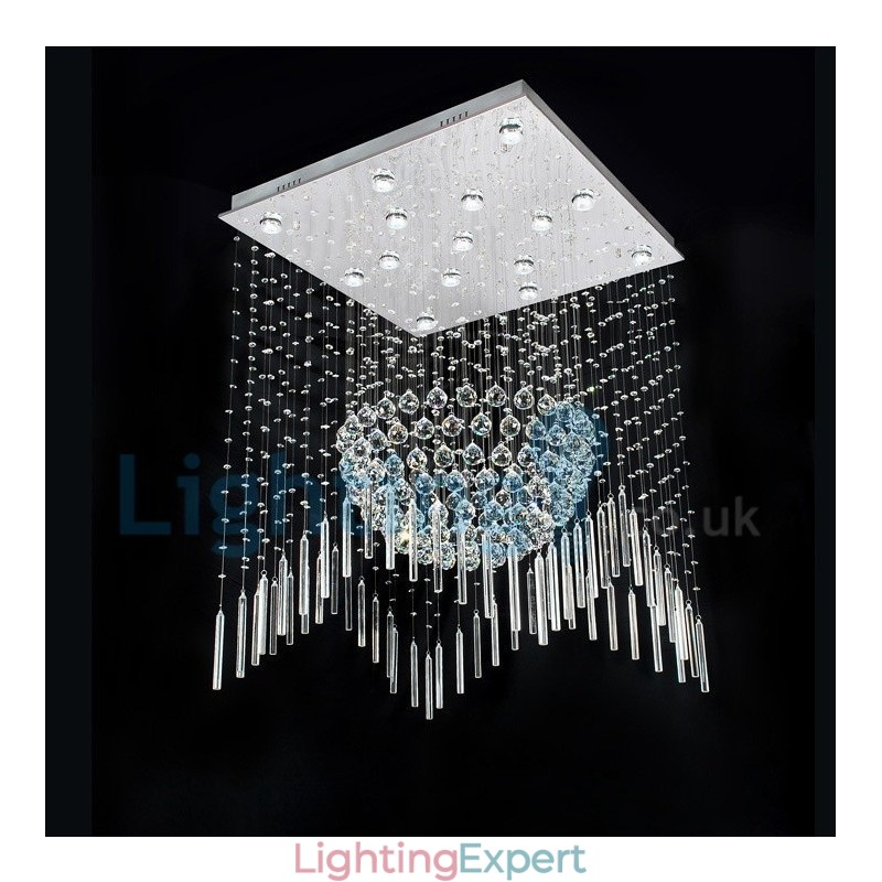 Modern Contemporary Chandelier Flush mount Pendant Fixture Crystal Rain Drop Light