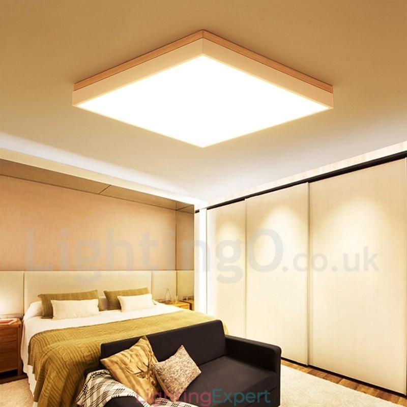 Simple and Modern Square Ultra thin Solid Wood Ceiling Lamp