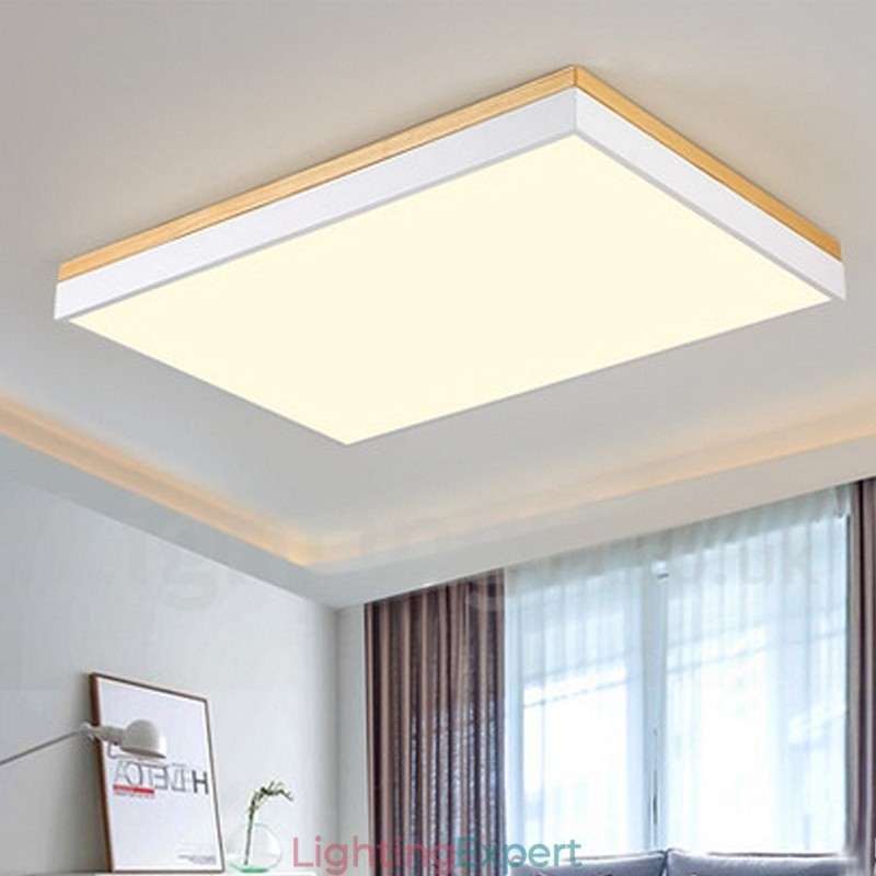 Nordic Rectangular Ultra thin Solid Wood Ceiling Lamp