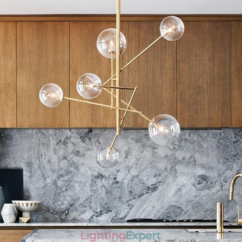 6 Lights Nordic Lamp Chandelier Simple Creative Retro Iron Glass Ball Magic Bean Chandelier
