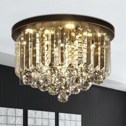 Retro Round Grey Crystal Ceiling Lights