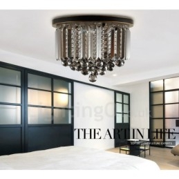 Retro Round Grey Crystal Ceiling Lights