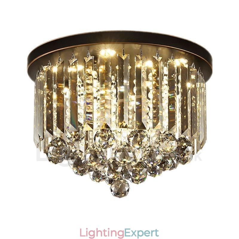 Retro Round Grey Crystal Ceiling Lights