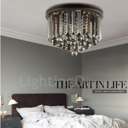 Retro Round Grey Crystal Ceiling Lights