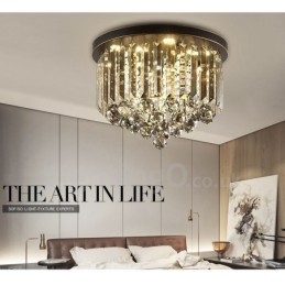 Retro Round Grey Crystal Ceiling Lights