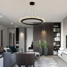 Modern Ring Shape Crystal Pendant Light