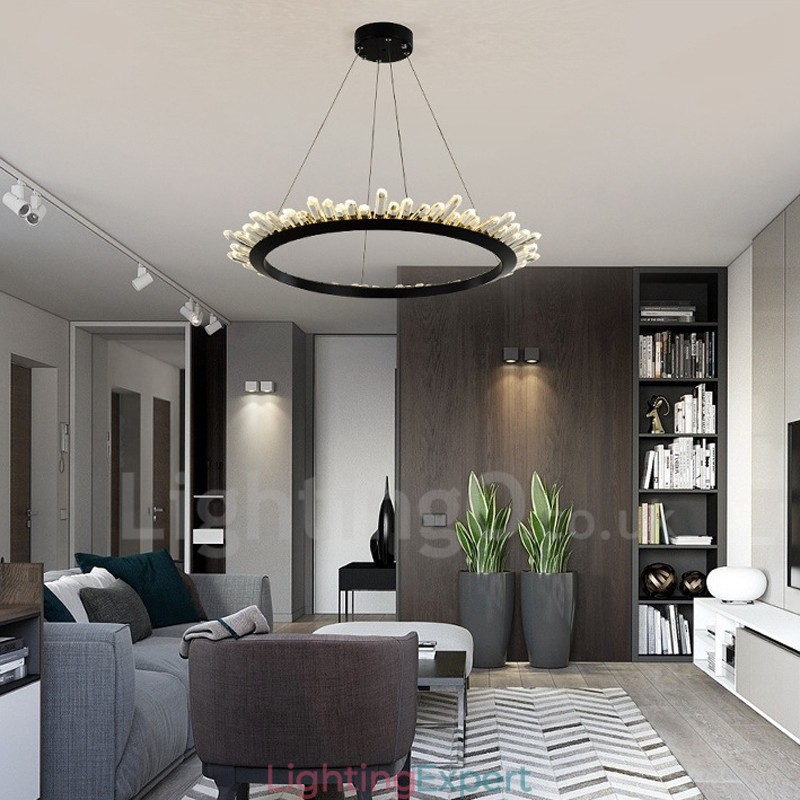 Modern Ring Shape Crystal Pendant Light
