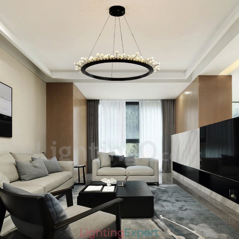Modern Ring Shape Crystal Pendant Light