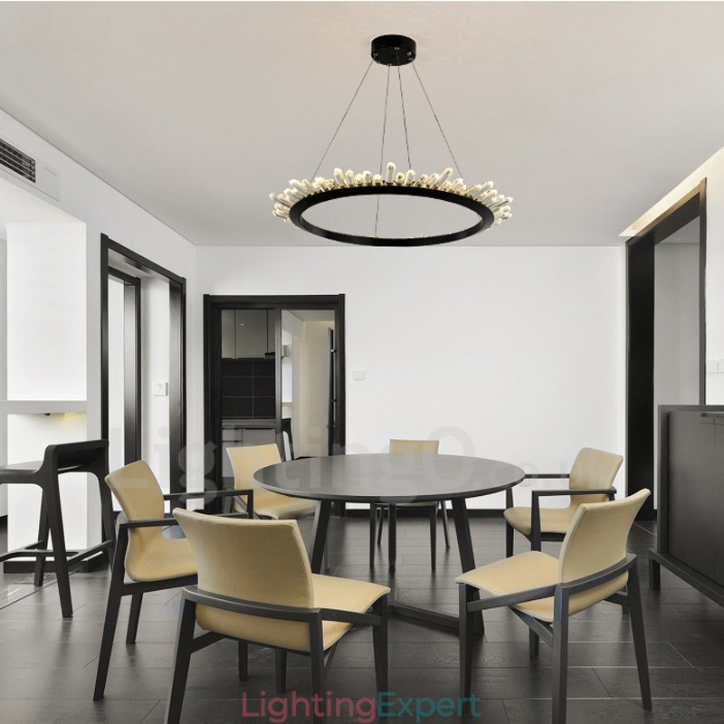 Modern Ring Shape Crystal Pendant Light