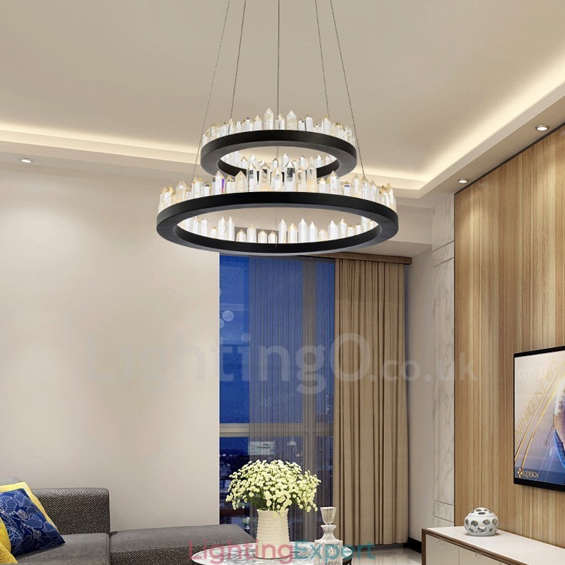 Modern Fashion Double Circle Crystal Pendant Light
