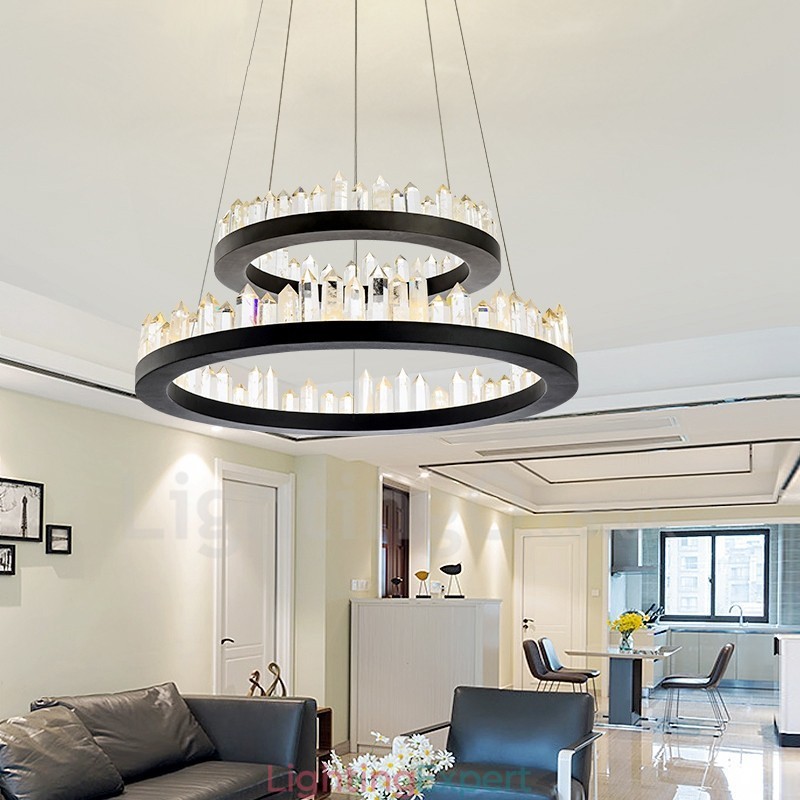 Modern Fashion Double Circle Crystal Pendant Light