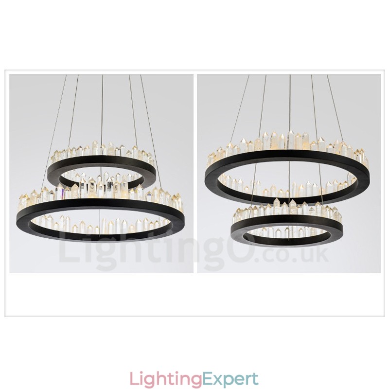Modern Fashion Double Circle Crystal Pendant Light