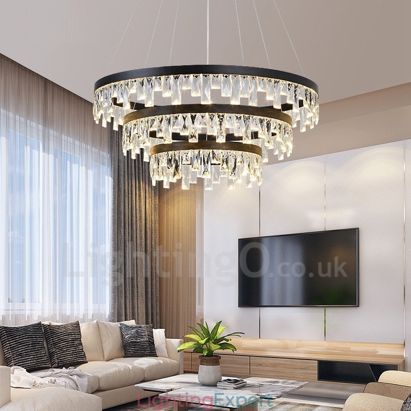 Modern Circle Design Crystal Pendant Light