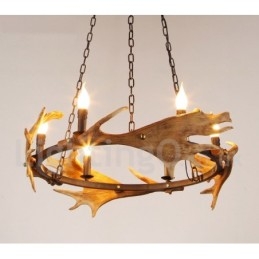 6 Light Rustic Ring Antler Chandelier
