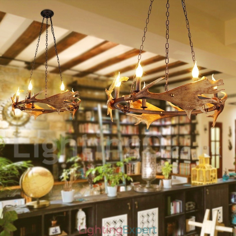 6 Light Rustic Ring Antler Chandelier