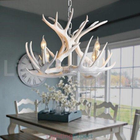 4 Light Rustic Artistic Retro Antler White Chandelier 4 Light Rustic Artistic Retro Antler White Chandelier