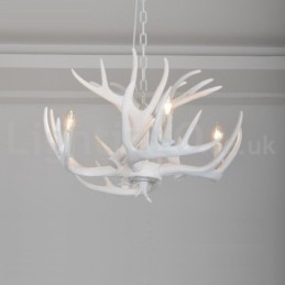 4 Light Rustic Artistic Retro Antler White Chandelier