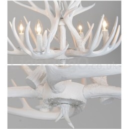 4 Light Rustic Artistic Retro Antler White Chandelier
