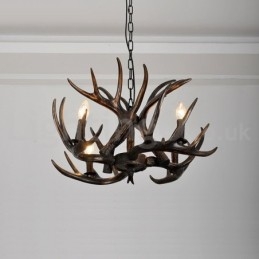 4 Light Rustic Artistic Retro Antler Gradient Black Chandelier
