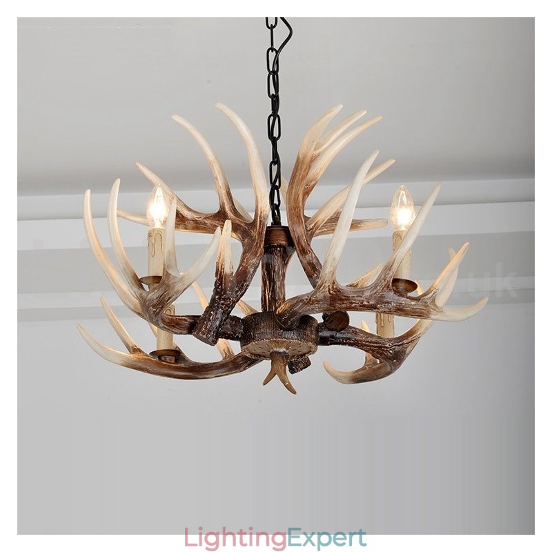 4 Light Rustic Artistic Retro Antler Antique Chandelier