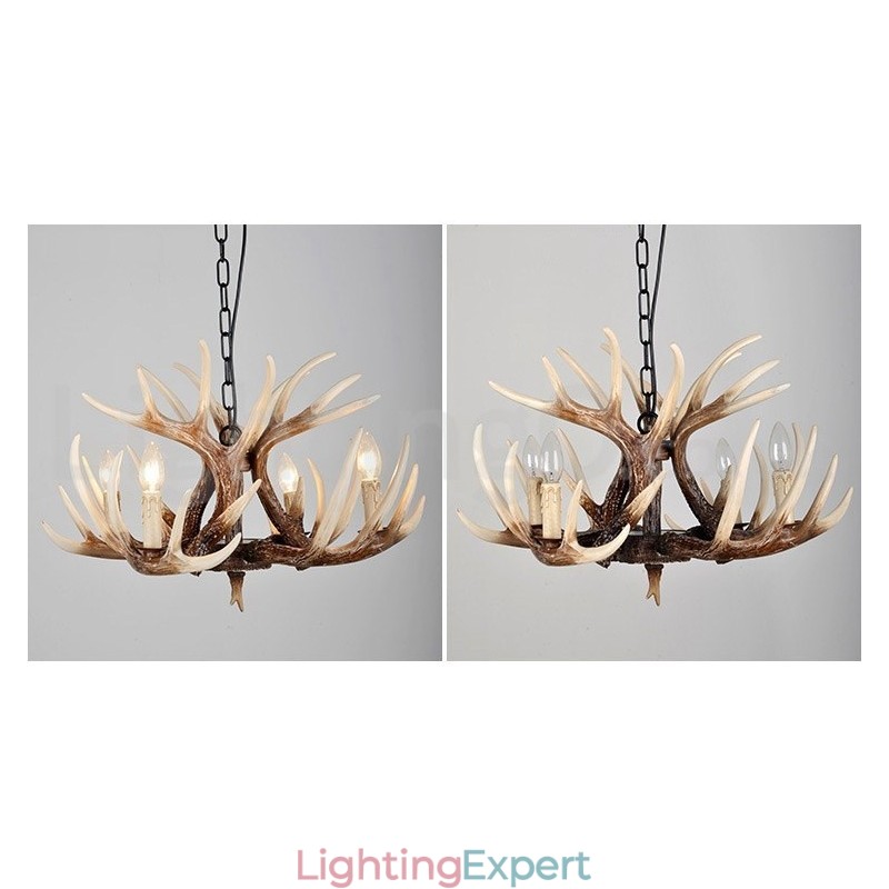 4 Light Rustic Artistic Retro Antler Antique Chandelier