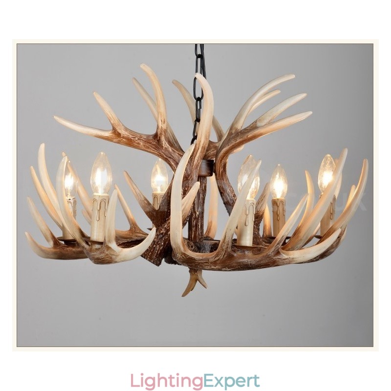6 Light Rustic Artistic Retro Antler Vintage Chandelier