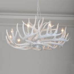 9 Light Rustic Artistic Retro Antler White Chandelier