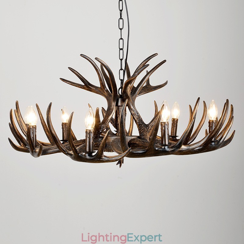9 Light Rustic Artistic Retro Antler Black Chandelier