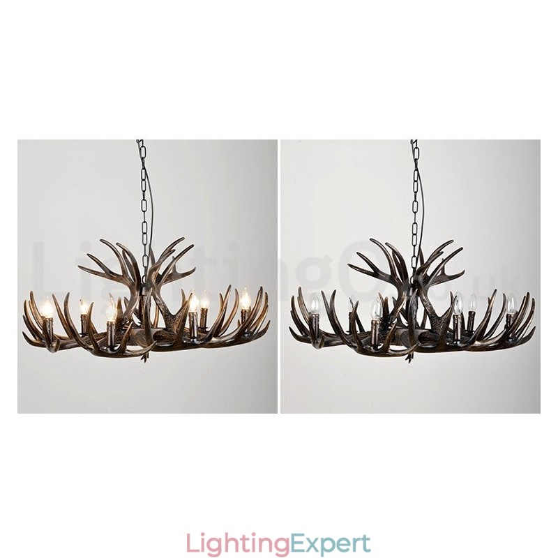 9 Light Rustic Artistic Retro Antler Black Chandelier