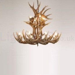 12 Light 2 Ties Rustic Artistic Retro Antler Vintage Chandelier