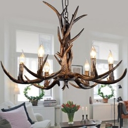 6 Light Rustic Artistic Retro Antler Black Vintage Chandelier