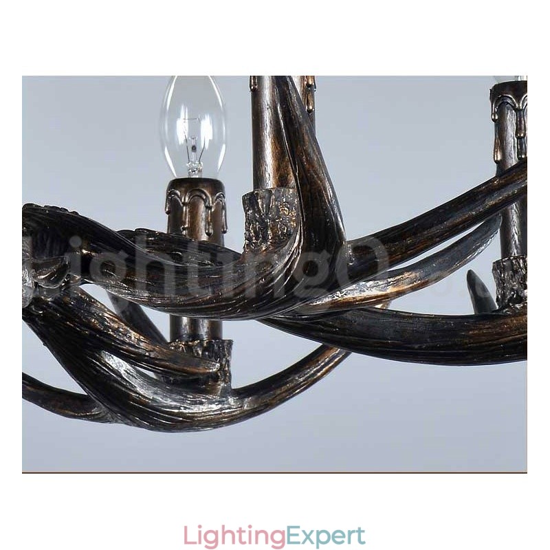 6 Light Rustic Artistic Retro Antler Black Vintage Chandelier