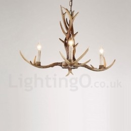 3 Light Rustic Artistic Retro Antler Vintage Candle Chandelier