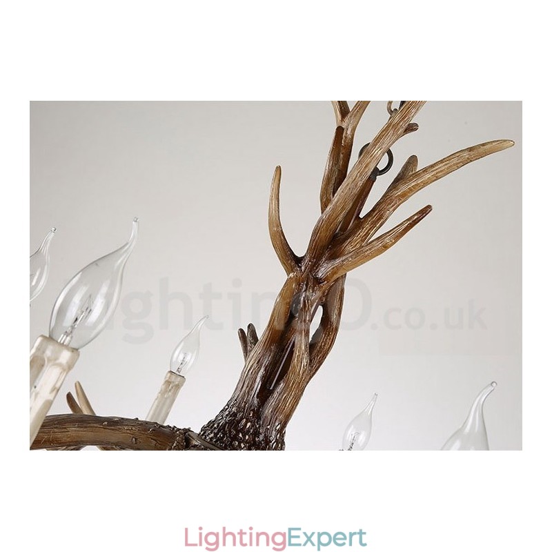 6 Light Rustic Artistic Retro Antler Vintage Candle Chandelier