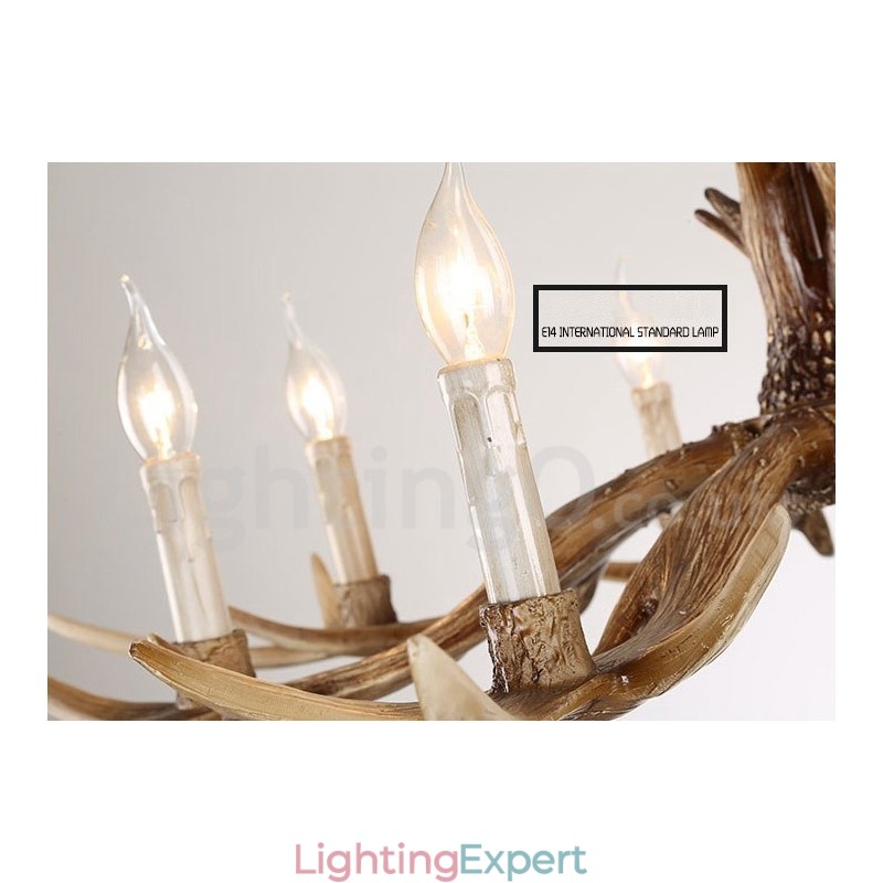 6 Light Rustic Artistic Retro Antler Vintage Candle Chandelier