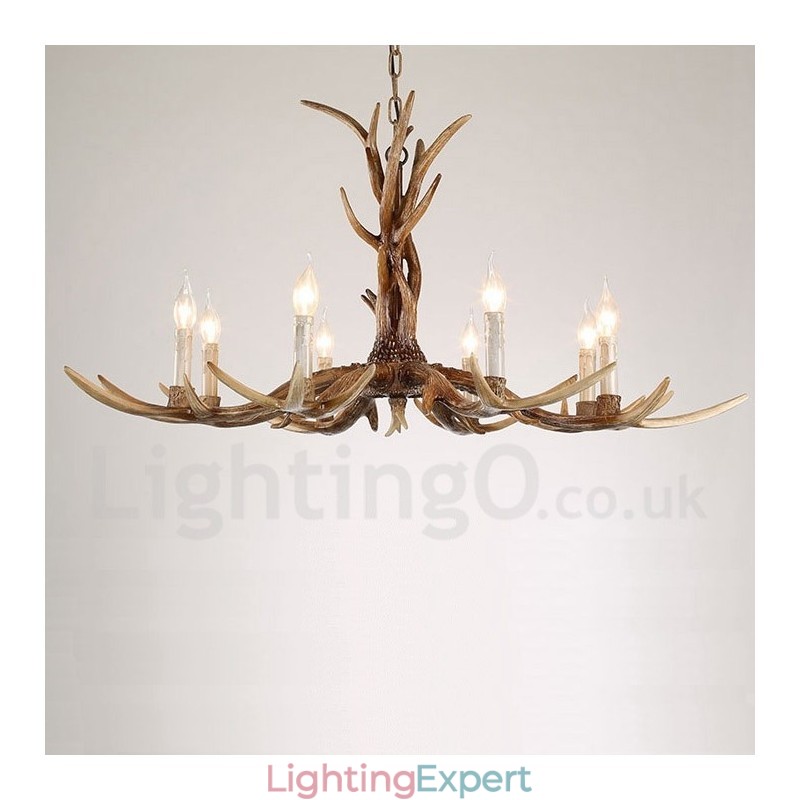 8 Light Rustic Artistic Retro Antler Vintage Candle Chandelier