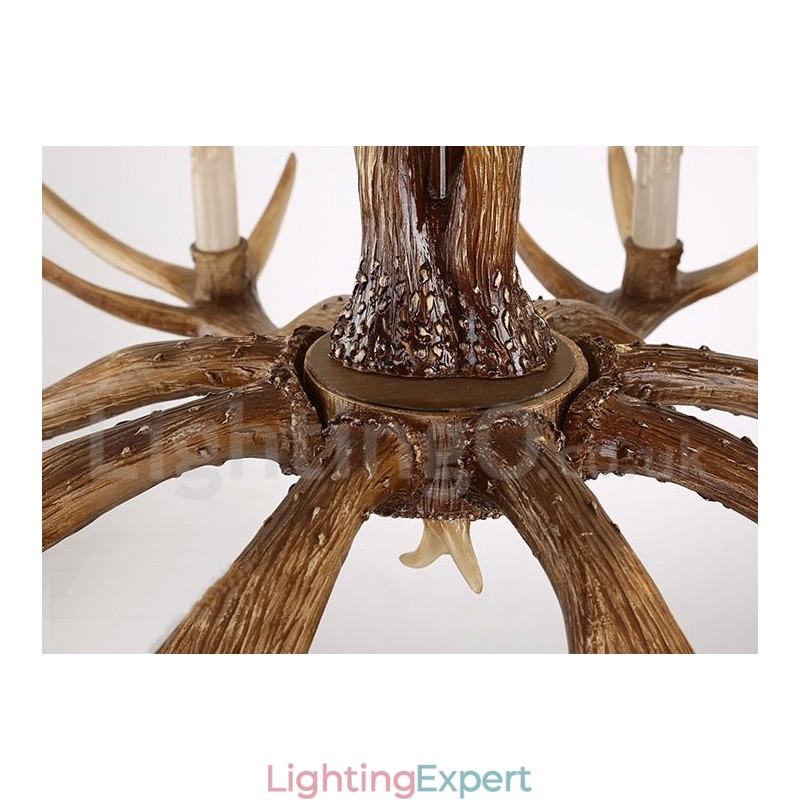 8 Light Rustic Artistic Retro Antler Vintage Candle Chandelier