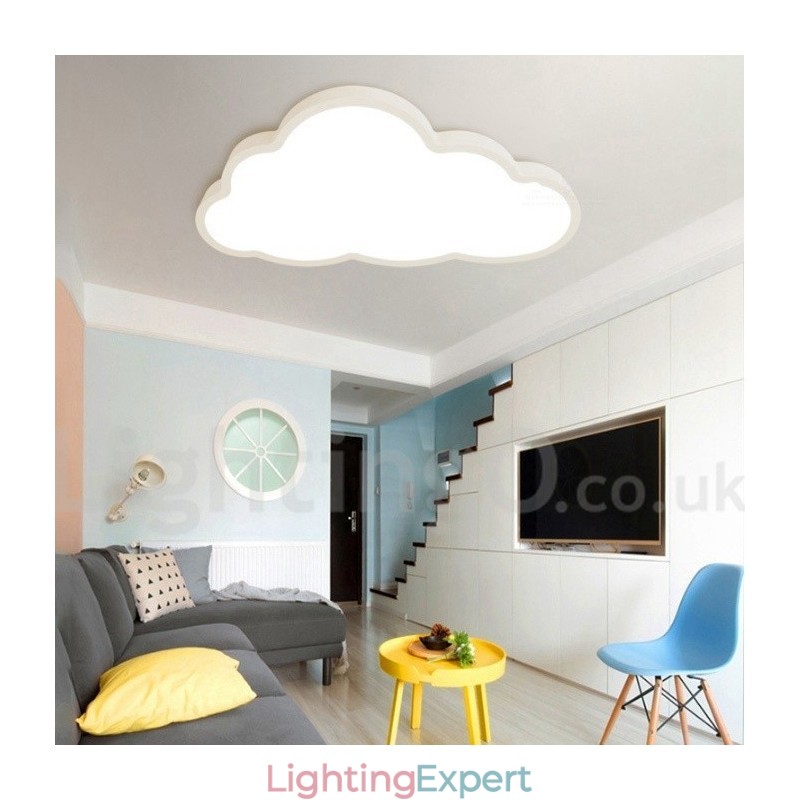 Ultra Thin Clouds Dimmable Modern Contemporary Nordic Style Flush Mount Ceiling Lights with Acrylic Shade with Remote Control Also Can Be Used As Wall Light