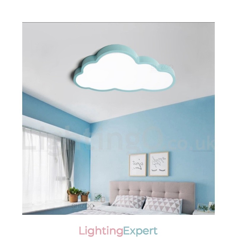 Ultra Thin Clouds Dimmable Modern Contemporary Nordic Style Flush Mount Ceiling Lights with Acrylic Shade with Remote Control Also Can Be Used As Wall Light